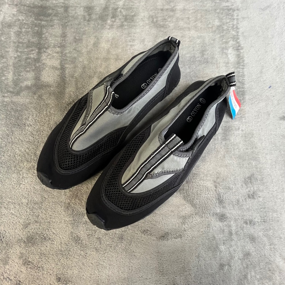 Olyon Water Shoes Mens 8 Black Grey Mesh Athletic Aqua Socks‎ NWT